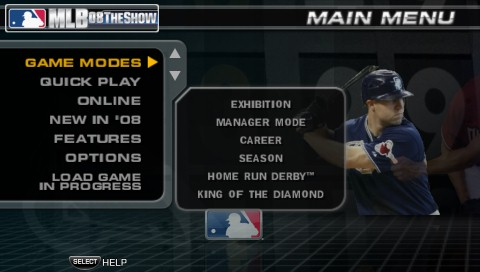 MLB 08 The Show title screen for PSP